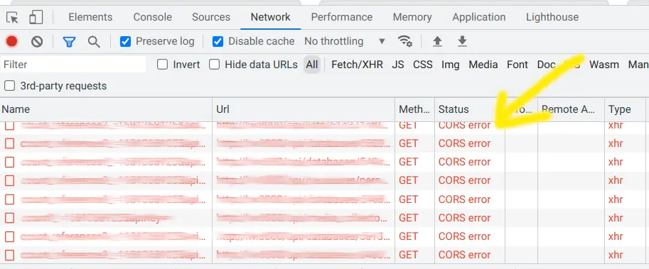 CORS error in Chromium