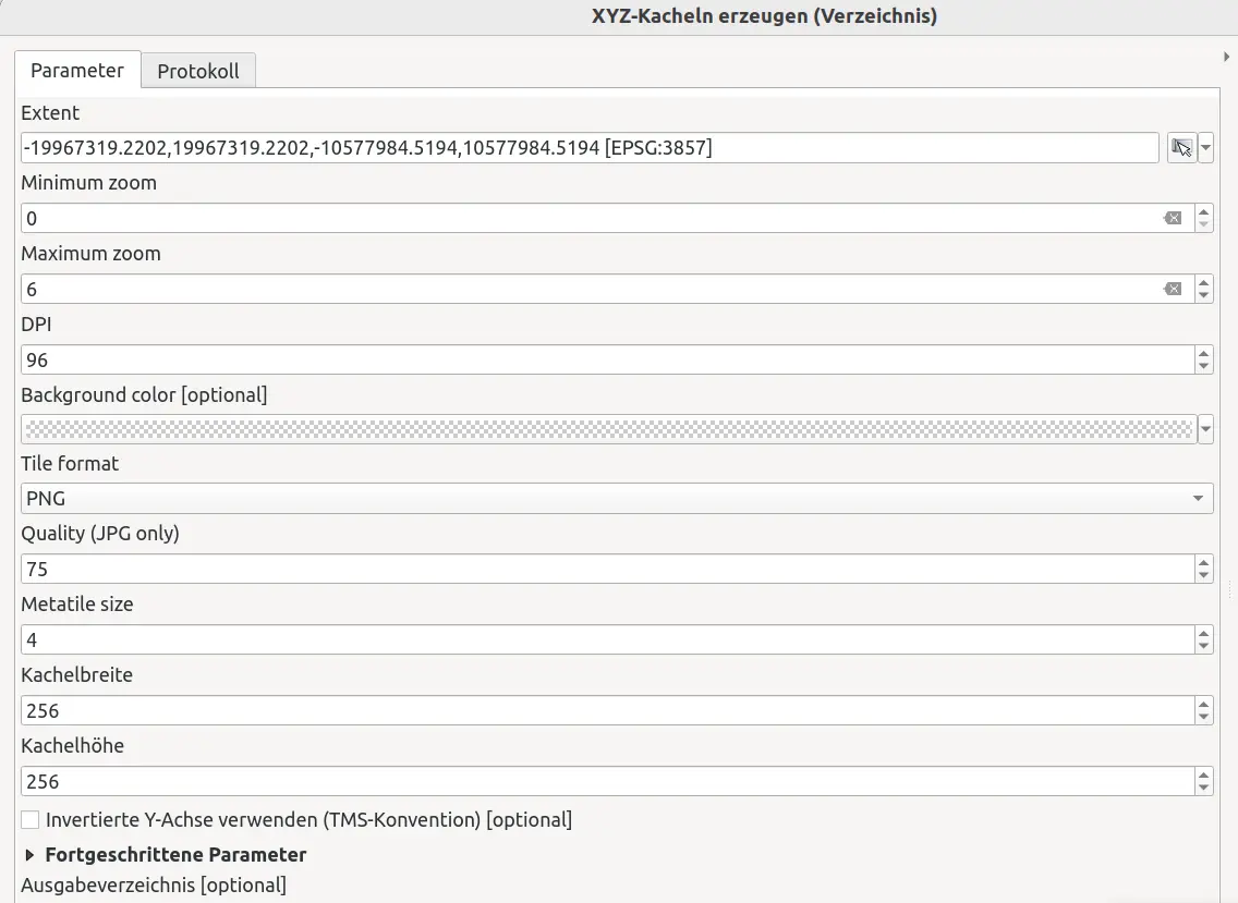 QGis: XYZ-Kachel-Dialog